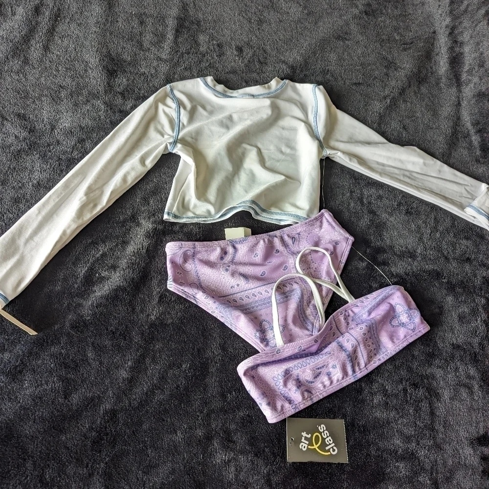 NWT Art Class Girls 3 Piece Swim Suit XS, M